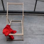 red deckchair, wood frame