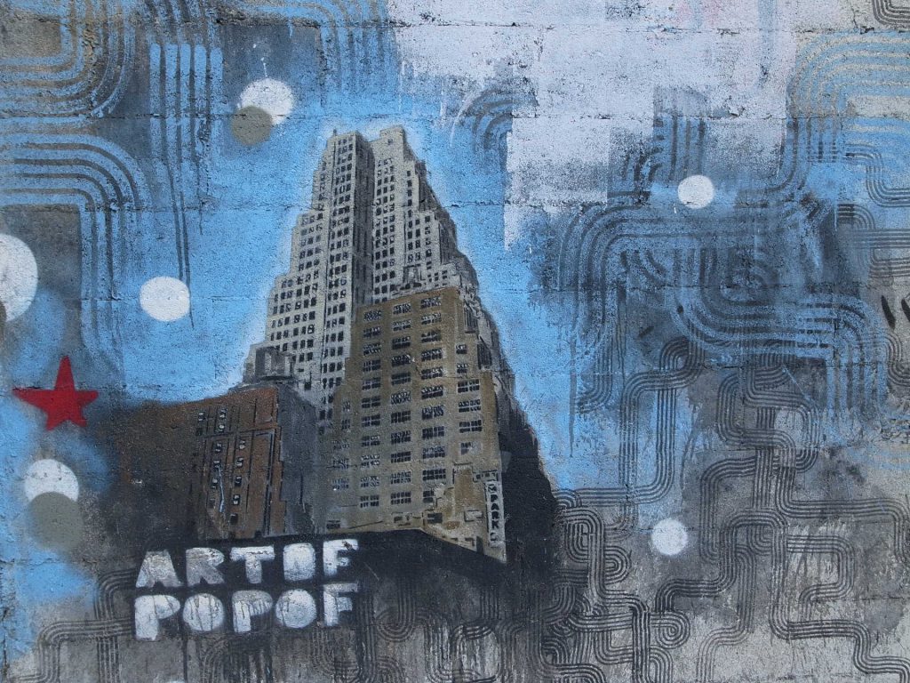 lightgrey and blue painting on a wall