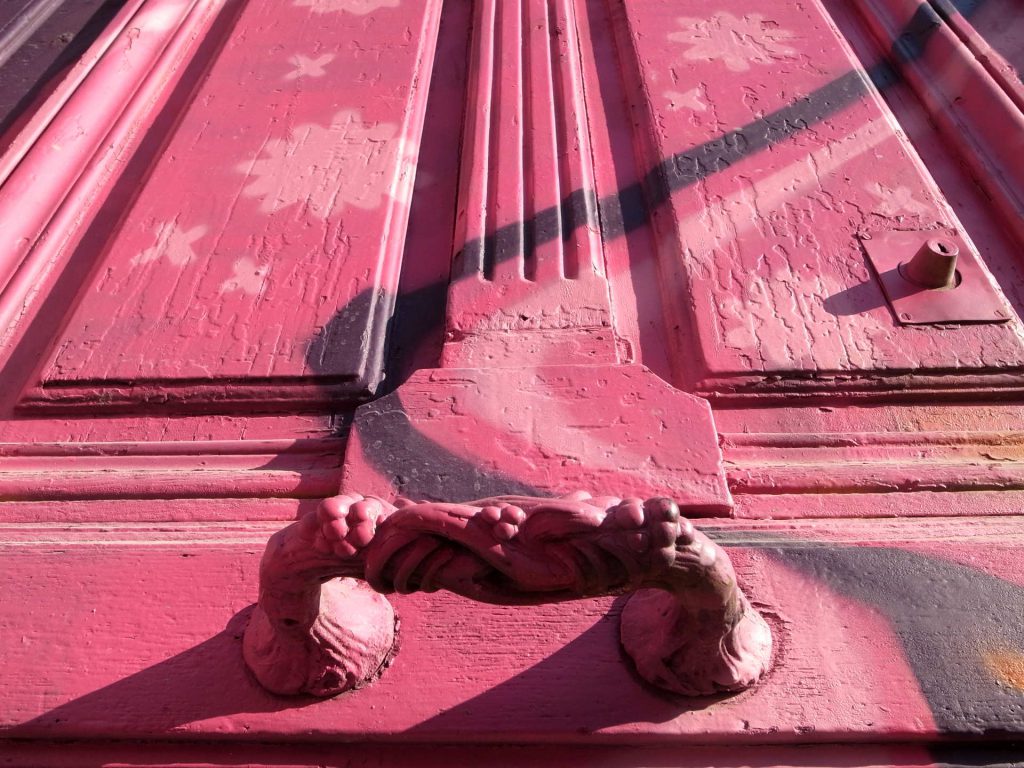 pink-painted door