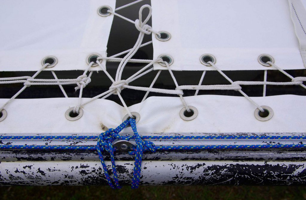 white and blue wires on a sailboat